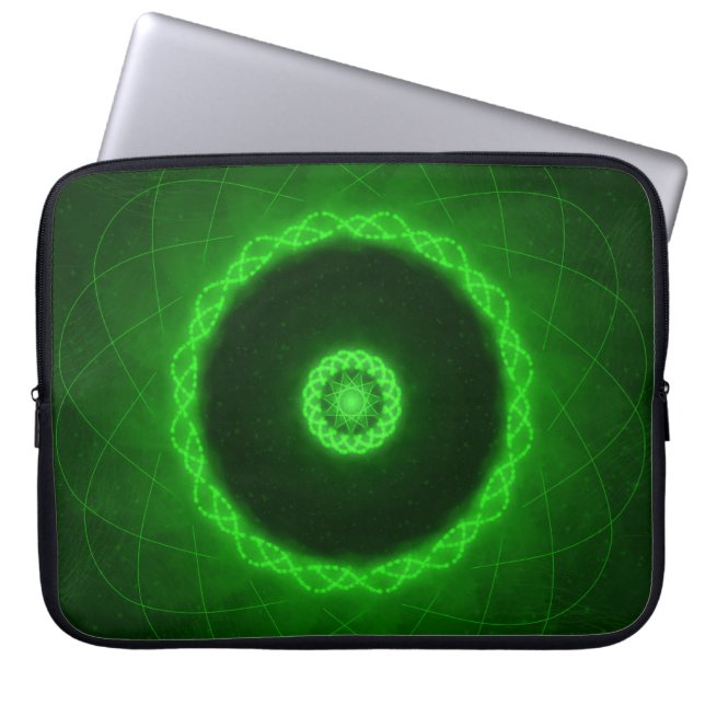 Neon Green Abstract Circular Pattern Laptop Sleeve (Front)