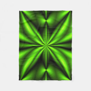 Neon Green Abstract Fractal Fleece Blanket
