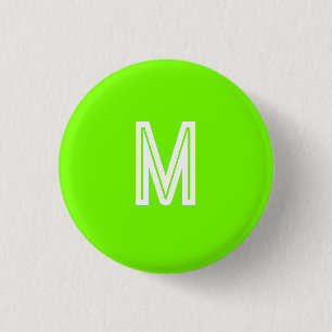neon green - add monogram   1 inch round button