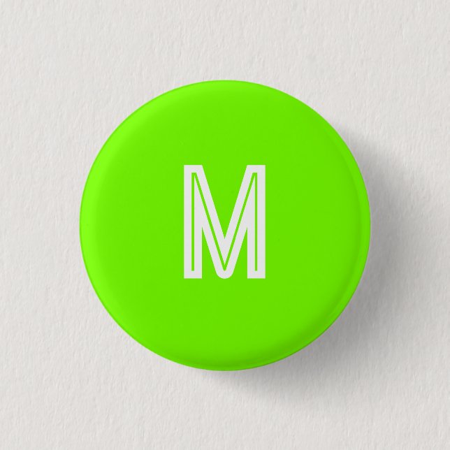 neon green - add monogram   1 inch round button (Front)