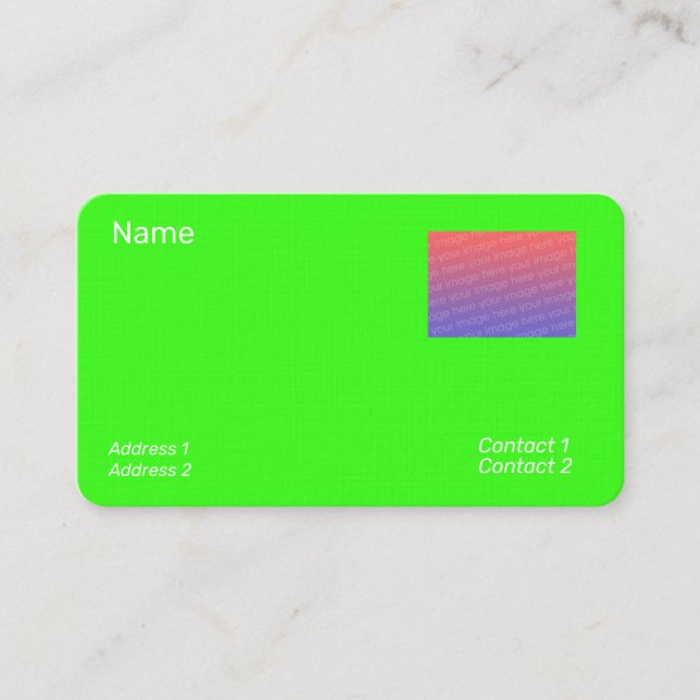  neon  green  - add photo business card (Front)