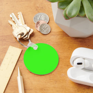 Neon Green Aluminum Circle Keychain