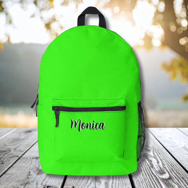 Neon Green and Black 3D Personalized Name  Printed Backpack (Creator Uploaded)