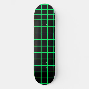 Neon Green and Black Grid Skateboard Deck