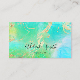 neon green and blue fluid marble business card