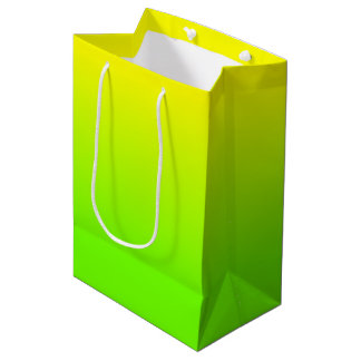 Neon Green and Neon Yellow Ombré Shade Color Fade Medium Gift Bag