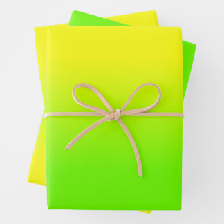 Neon Green and Neon Yellow Ombré Shade Color Fade Wrapping Paper Sheet