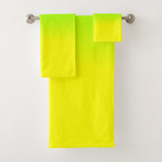 Neon Green and Neon Yellow Ombré Shade Colour Bath Towel Set