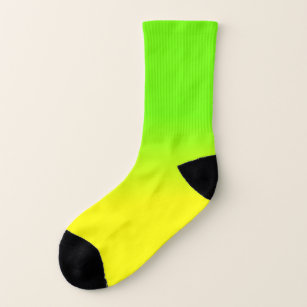 Neon Green and Neon Yellow Ombré  Shade Colour Fad Socks