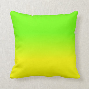 Neon Green and Neon Yellow Ombré  Shade Colour Fad Throw Pillow