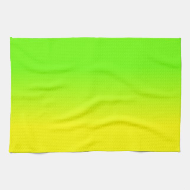 Neon Green and Neon Yellow Ombré  Shade Colour Kitchen Towel (Horizontal)