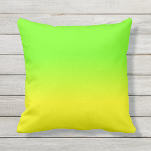 Neon Green and Neon Yellow Ombré Shade Colour Outdoor Pillow