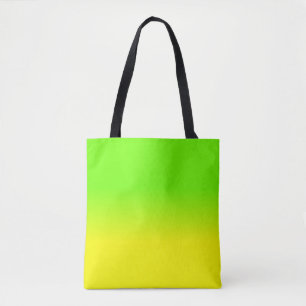 Neon Green and Neon Yellow Ombré  Shade Colour Tote Bag