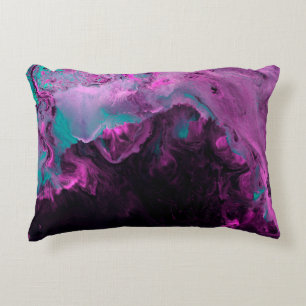 Neon green and purple creative painting, abstract  accent pillow