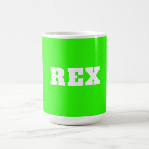 Neon Green and White Modern Name Pet Coffee Mug