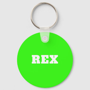 Neon Green and White Modern Name Pet Keychain