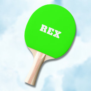 Neon Green and White Modern Name Pet Ping Pong Paddle