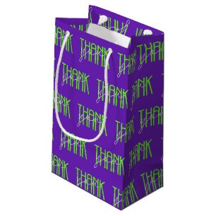 neon green and white thank you small gift bag