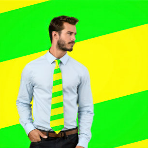 Neon Green and Yellow Striped Tie (Thick Stripes)