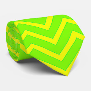 neon green and yellow zigzags tie