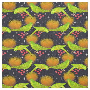 Neon green Australian Parrots  Fabric