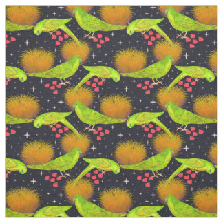 Neon green Australian Parrots  Fabric