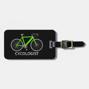 Neon Green Bicycle On Black Luggage Tag