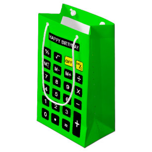 Neon Green Birthday Calculator   Small Gift Bag