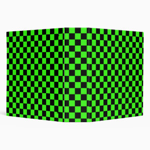 Neon Green Black Chequered Chequerboard Vintage Binder