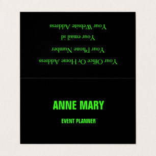 Neon Green Black Custom Colour Wedding Event Trend Business Card