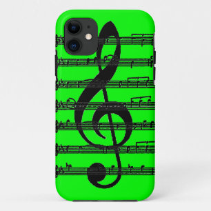 Neon green black music treble clef iphone 5 case