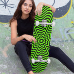 Neon Green Black  Pattern Optical Illusion Custom Skateboard<br><div class="desc">Neon Green Black  Pattern Optical Illusion Custom Skateboard features an abstract pattern in black and green creating an optical illusion. Give a custom made gift,  personalized skateboard to your favourite skateboarder for Christmas,  birthday or your BFF.  Designed by ©Evco Studio www.zazzle.com/store/evcostudio</div>