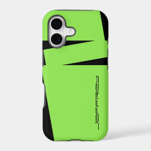 Neon Green & Black Triple Stripe, Personalize Name