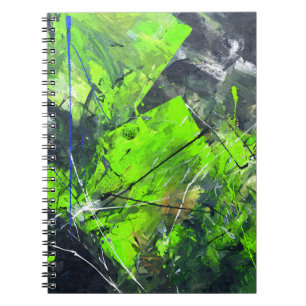Neon Green Black White Urban Abstract Notebook