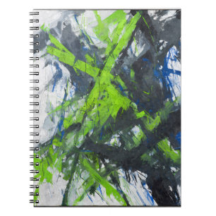 Neon Green Blue Grey Abstract Energy Notebook