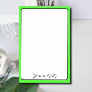 Neon Green Border Minimalist Professional Name Post-it Notes