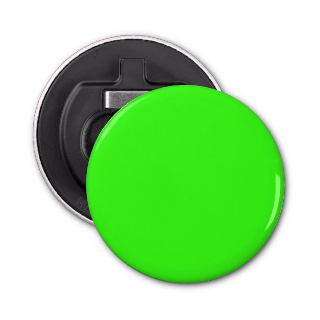 Neon Green Bottle Opener Badge – Customizable (Front)