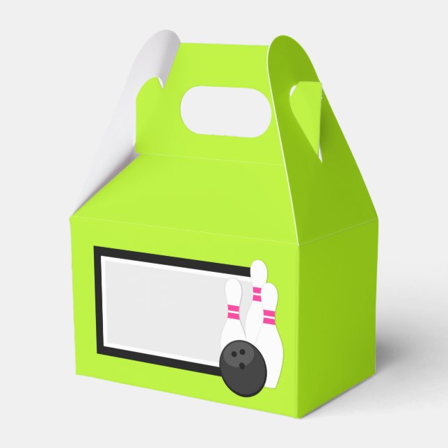 Neon Green Bowling Favour Boxes (Front Side)