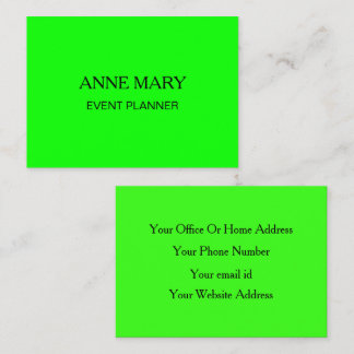 Neon Green Bright Colorful Modern Event Planner Business Card