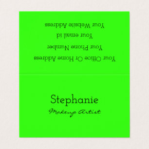 Neon Green Bright Colorful Salon Spa Makeup Artist Business Card
