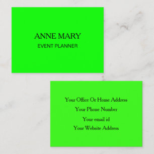 Neon Green Bright Colourful Modern Event Planner Business Card