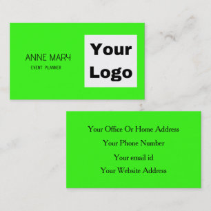 Neon Green Bright Colourful Your Custom Logo Trend Business Card