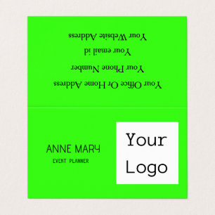 Neon Green Bright Colourful Your Custom Photo Logo Business Card
