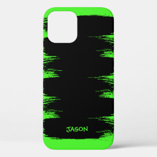 Neon Green Brush Stroke Paint Background Custom iPhone 12 Case