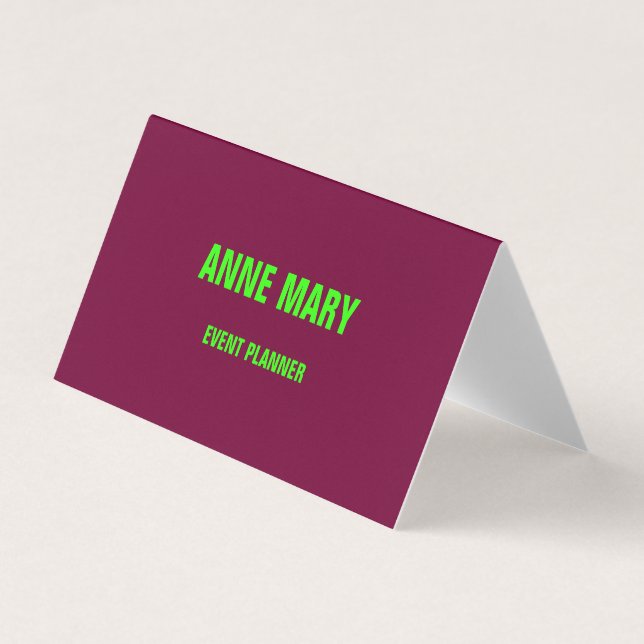 Neon Green Cherry Purple Custom Color Weddings Business Card (Front)