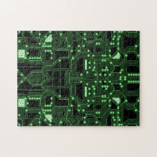 Neon Green Circuit Board   Challenging Jigsaw Puzzle