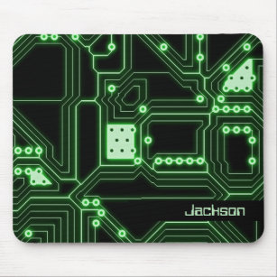 Neon Green Circuit Board   Personalized Mouse Pad