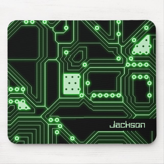 Neon Green Circuit Board | Personalized Mouse Pad (Front)