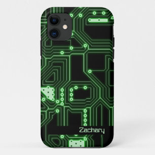 Neon Green Circuit Board   Personalized Phone Case