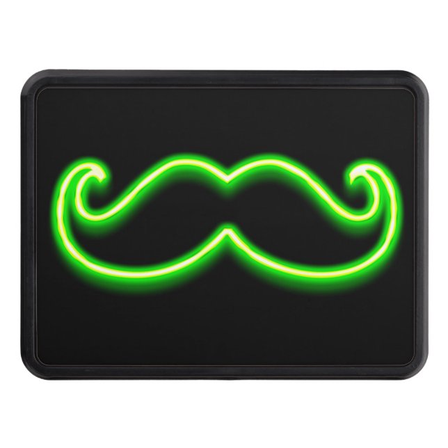 Neon Green Classic Moustache on Hitch Print Trailer Hitch Cover (Front)